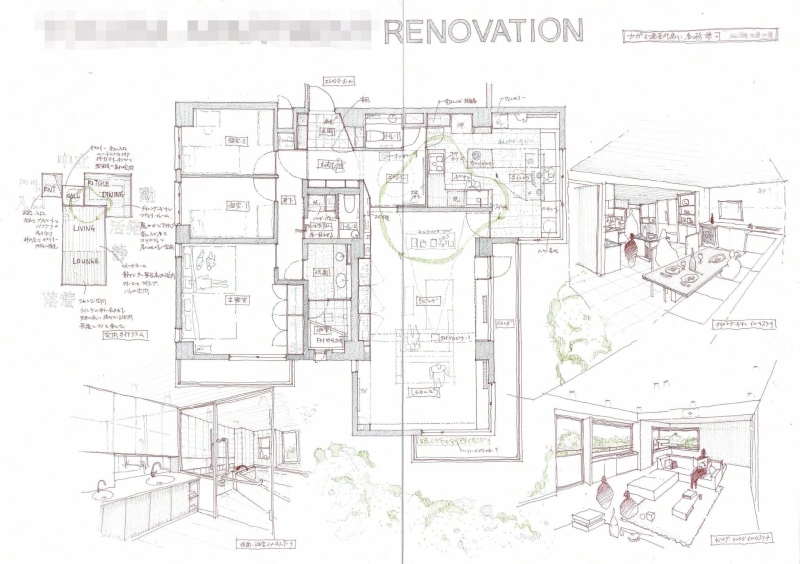 手描きスケッチと図面